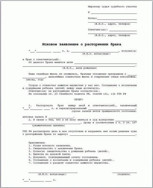 Процедура подачи искового заявления на развод в суд