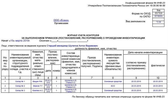 Особенности формирования журнала, общая информация